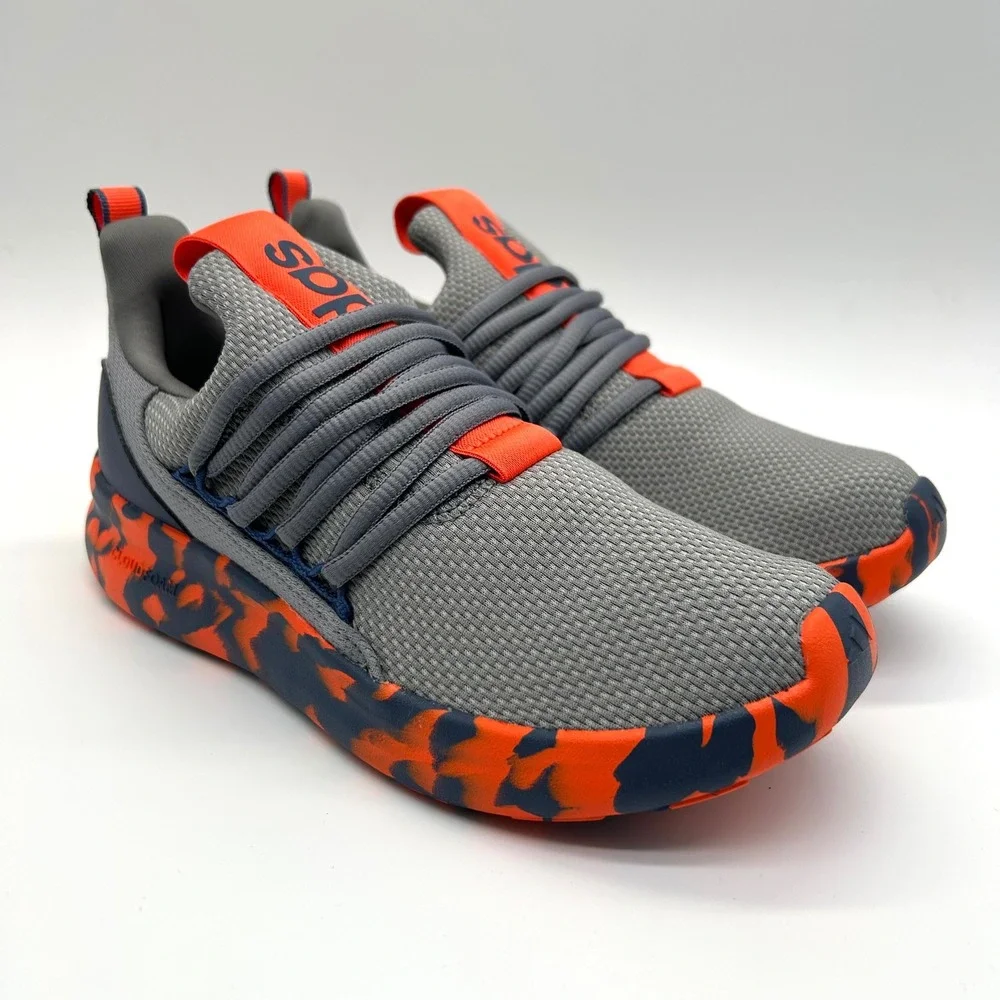 Adidas Lite Racer Adapt 7.0 K Shoes Kids 6 Grey Orange Camo Cloudfoam Sneakers